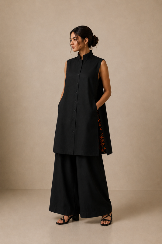 Women in Black Line Tunic Set- Cords Theory