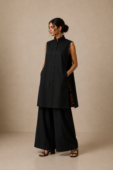 Women in Black Line Tunic Set- Cords Theory