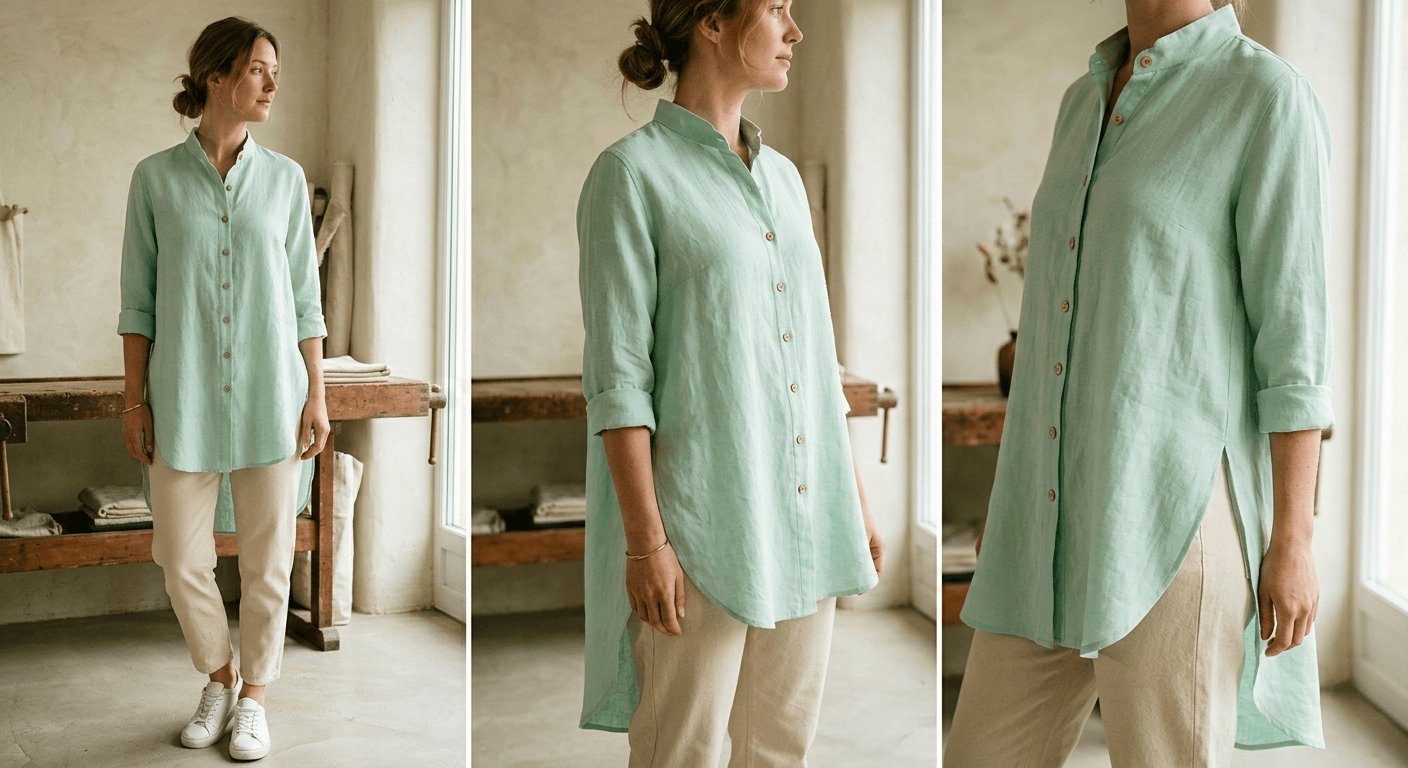 The Mint Vapour Shirt — styled as set
