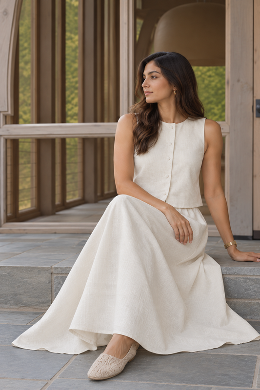 Pura Linen Gilet & Skirt