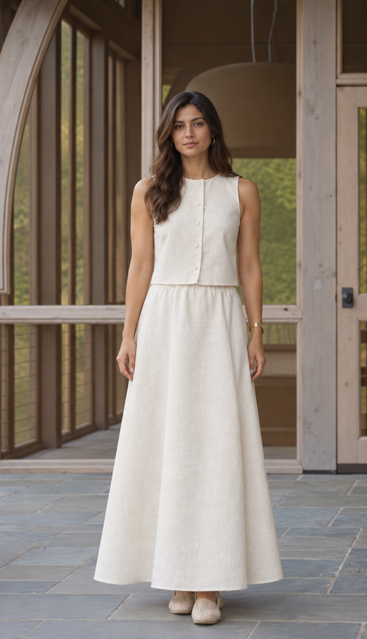Pura Linen Gilet & Skirt